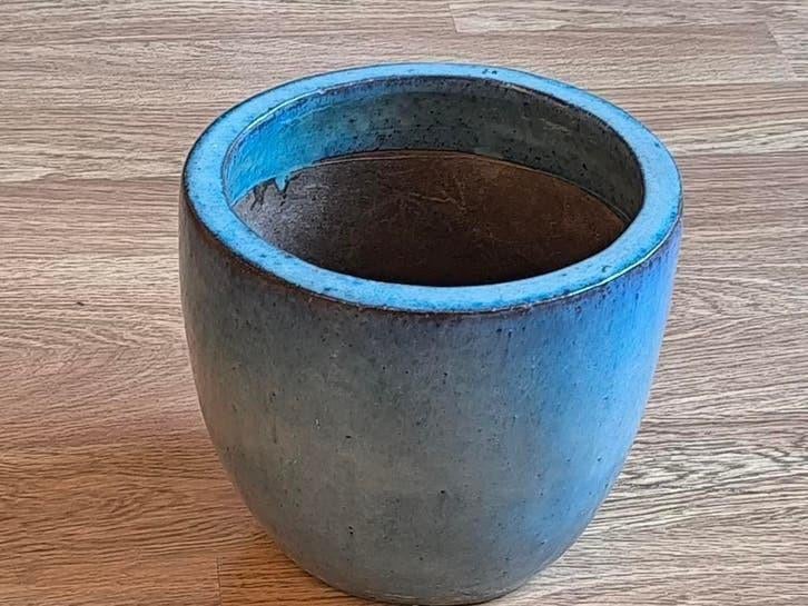 Oceaanblauwe keramieken bloempot, Ophalen of Verzenden, Binnen