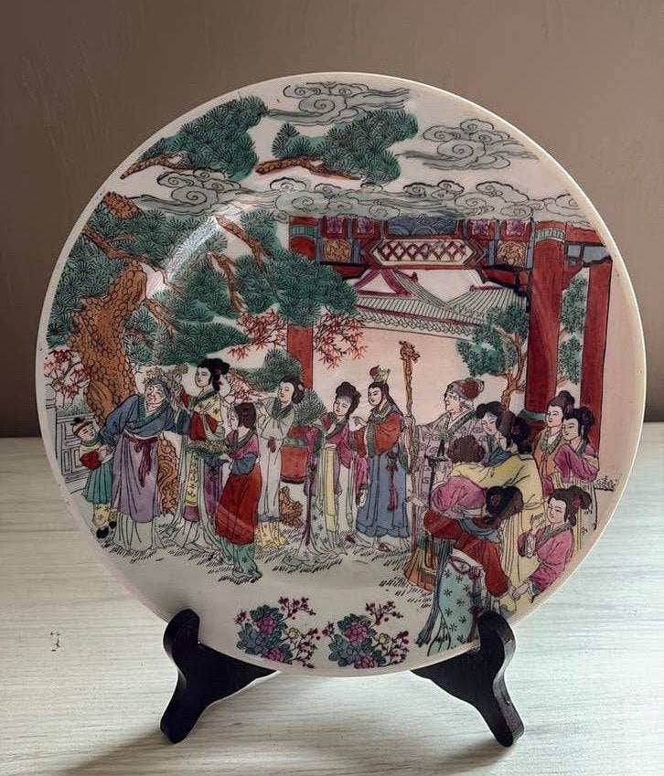 Chinees Porseleinen Sierbord – Famille Rose (met haarlijn), Ophalen of Verzenden