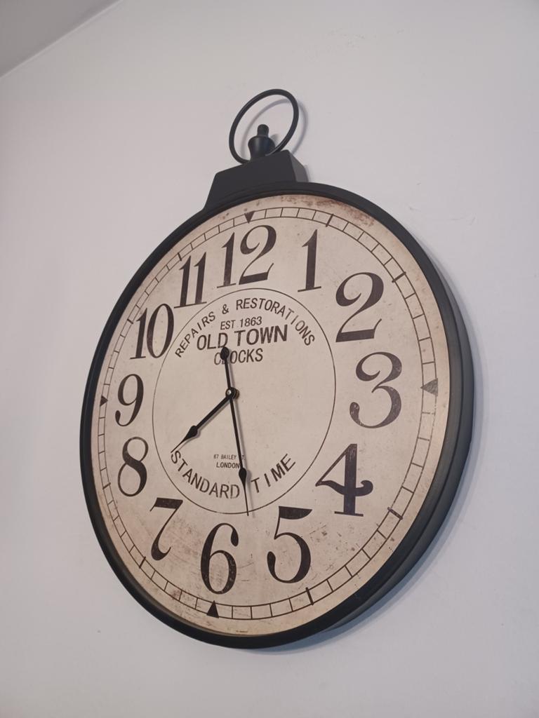 Grande horloge murale style industriel/vintage - Ø 58 cm, Maison & Meubles, Accessoires pour la Maison | Horloges, Enlèvement