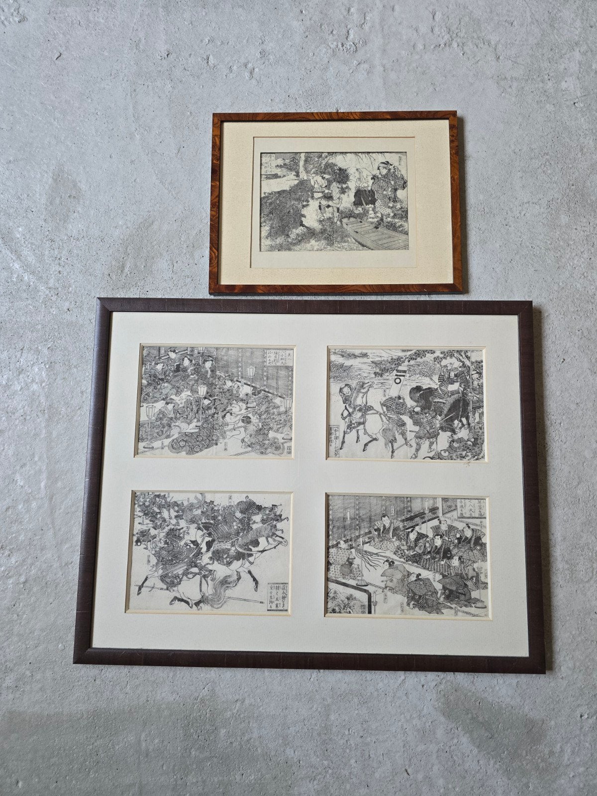 japanse antieke samourai prenten (woodblock), Ophalen, Houtsnede, Ingelijst, 1800 - 1899
