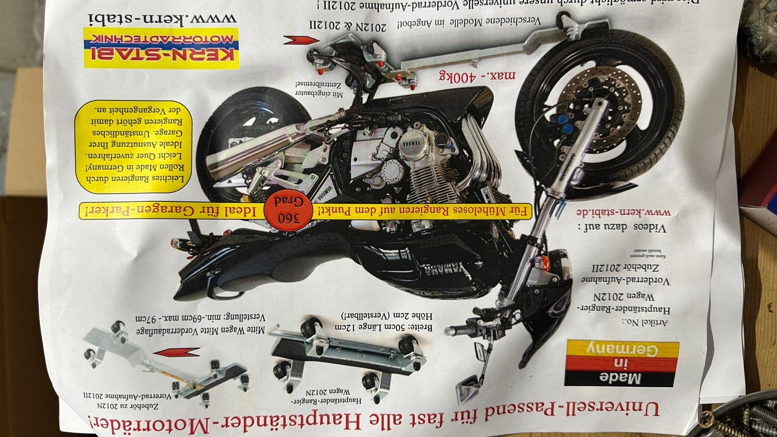 Vds system Kern Stabi sur roue pour deplacement moto, Motos, Enlèvement, Comme neuf