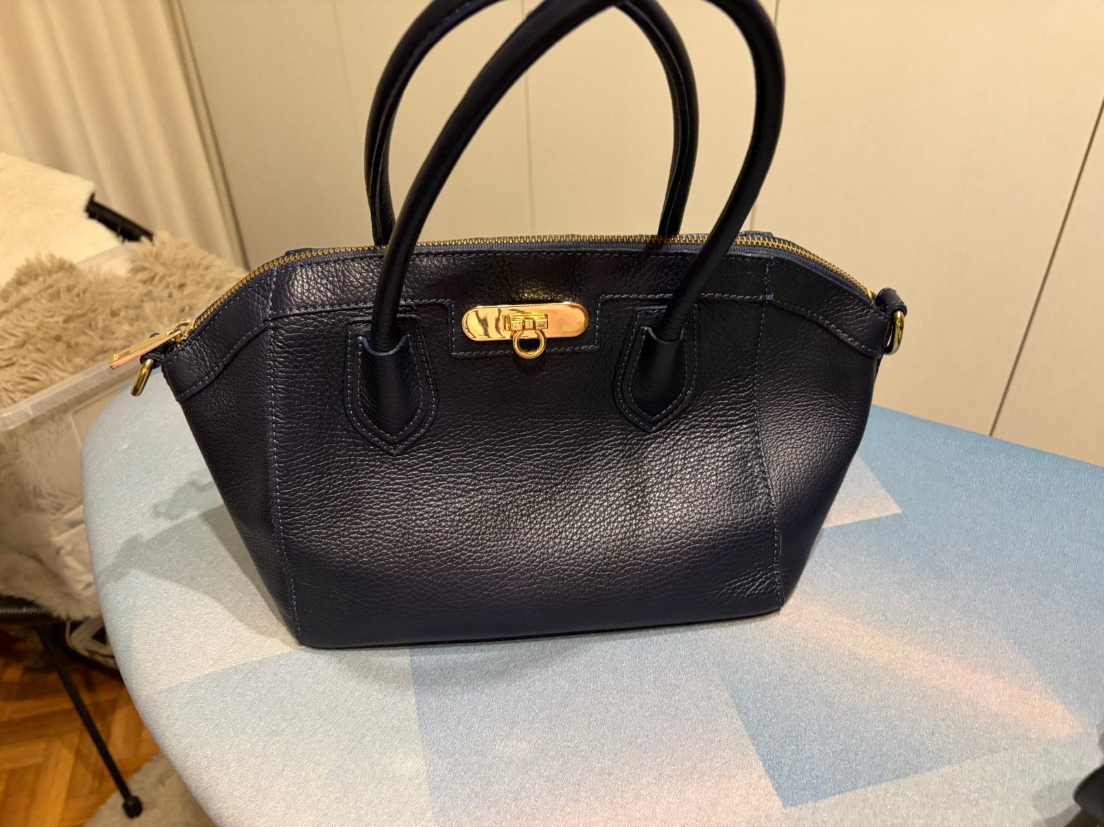 Prachtige tas leder, Ophalen of Verzenden, Zo goed als nieuw, Blauw