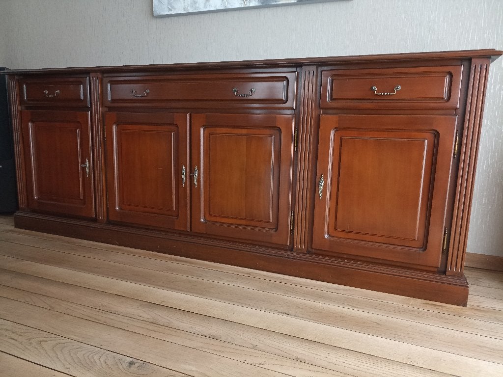 Kerselaar Vitrinekast en dressoir, Maison & Meubles, Armoires | Dressoirs, Enlèvement, Comme neuf, Cerisier, Avec tablette(s)