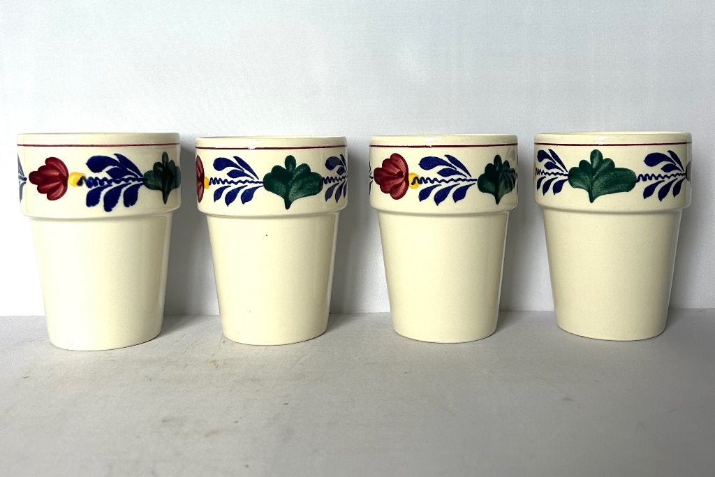 4 melkbekers Boch boerenbont vintage, Enlèvement ou Envoi