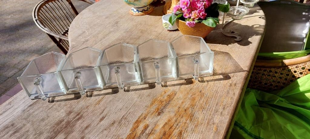 Antiek glas/grutterpotten/set van 5 voor 18€, Antiek en Kunst, Ophalen of Verzenden