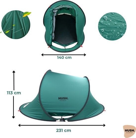 Tente escamotable extérieure Hush pour 2 personnes, Caravanes & Camping, Tentes, Enlèvement ou Envoi, Neuf, Jusqu'à 2