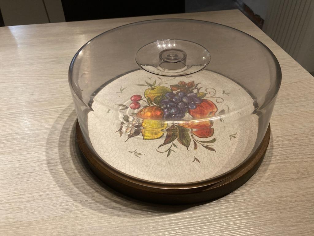 Plateau met deksel voor fruit, kaas, gebak... 30 cm diameter, Enlèvement ou Envoi, Comme neuf, Autres matériaux, Autres types