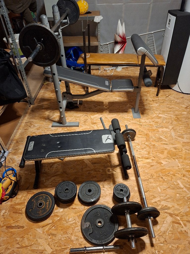 Fitness banken en halters, Ophalen, Zo goed als nieuw, Halterset