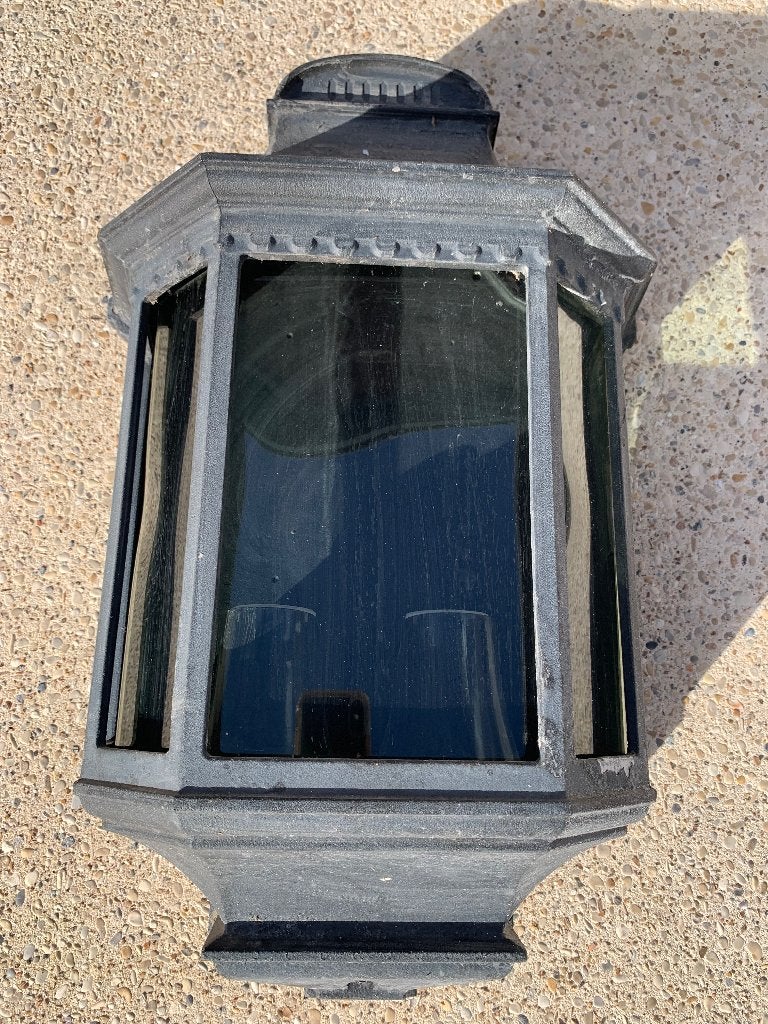 Wandlamp met 2 lampen, Tuin en Terras, Ophalen, Gebruikt, Staal, Wandlamp
