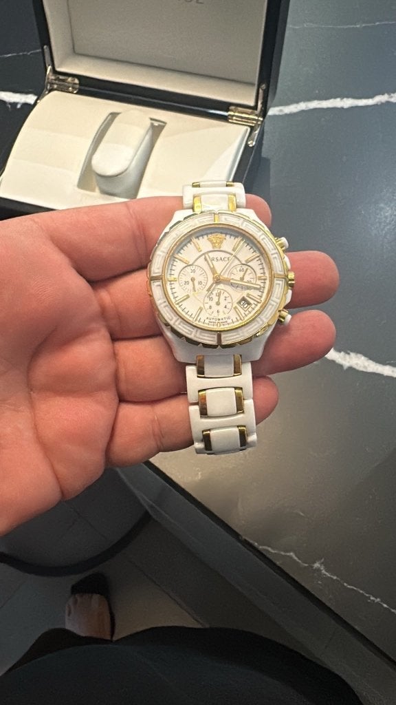 Versace-horloge, Handtassen en Accessoires, Horloges | Heren, Overige materialen, Polshorloge, Overige materialen, Zo goed als nieuw