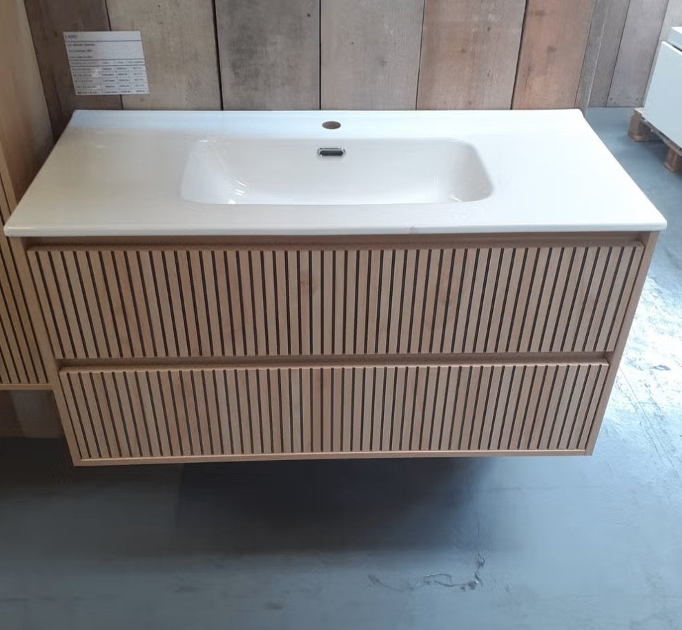 NIEUW! Badmeubel, licht eiken, wastafel+onderkast, Laro 100, Ophalen of Verzenden, Nieuw