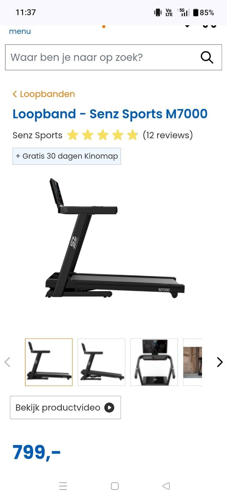 loopband senz sports M7000, Sport en Fitness, Ophalen, Zo goed als nieuw, Loopband