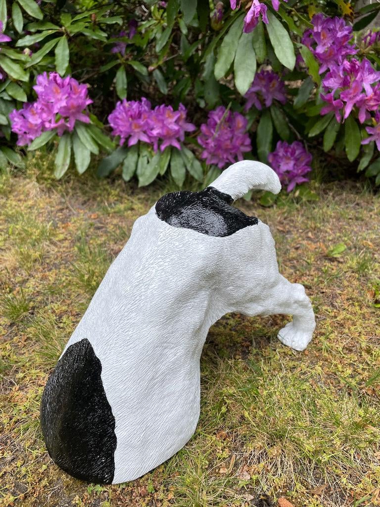 Jack Russel hond wit/zwart tuin, gazon, boerderij 30cm, Tuin en Terras, Ophalen of Verzenden, Nieuw, Kunststof, Dierenbeeld