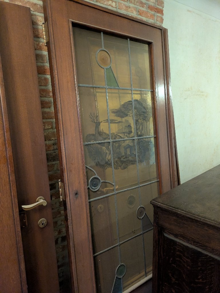 Porte intérieure en vitrail unique des années 1970, Porte intérieure, Enlèvement, Verre, 200 à 215 cm