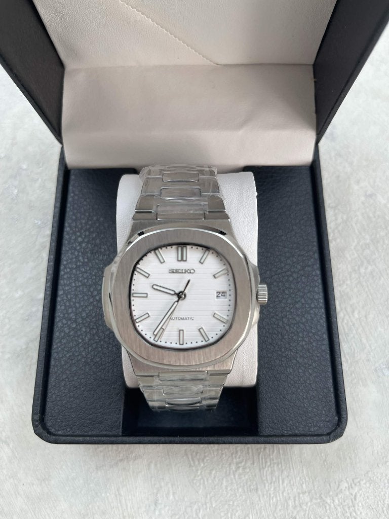 Seiko Mod Nautilus Seikolus Blanc, Handtassen en Accessoires, Staal, Polshorloge, Nieuw, Ophalen of Verzenden