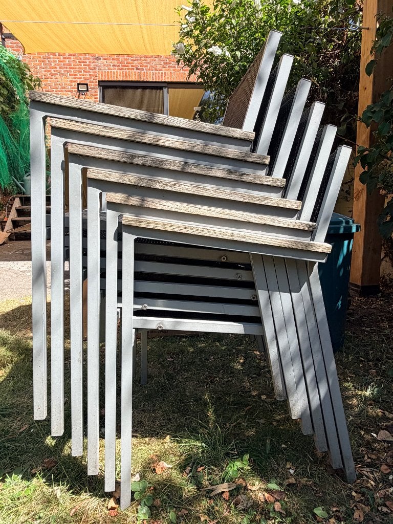 6 Stapelbare Tuinstoelen, Tuin en Terras, Ophalen, Gebruikt, Kunststof, Stapelbaar