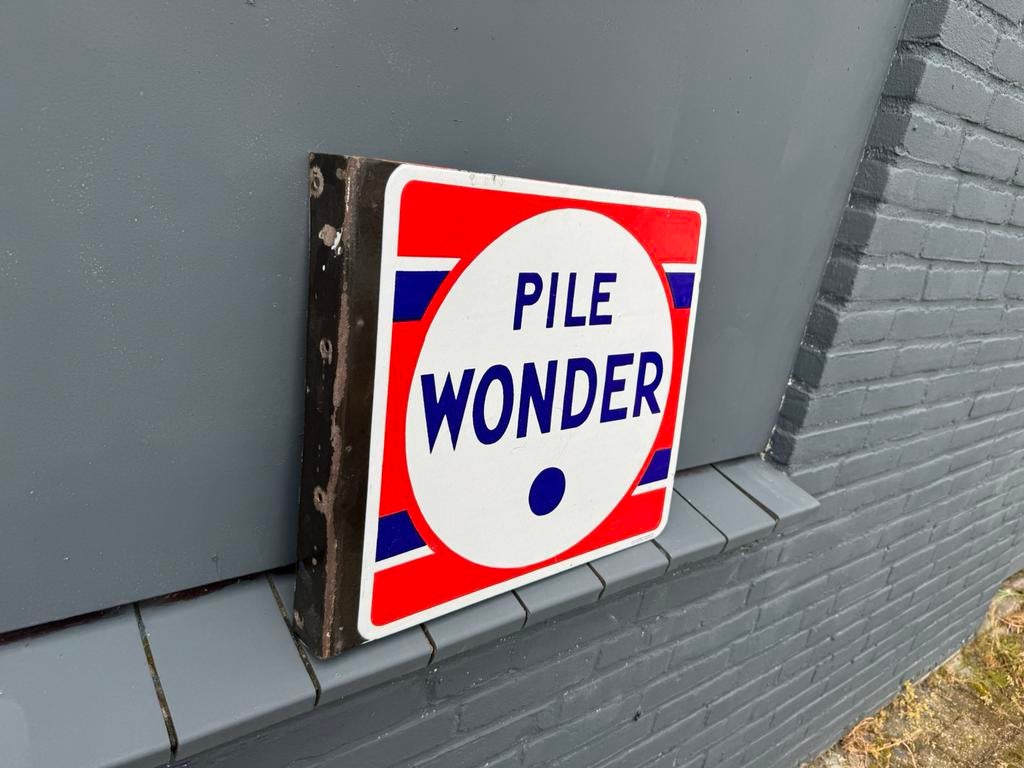 Pile Wonder emaille reclamebord, Antiek en Kunst, Ophalen of Verzenden