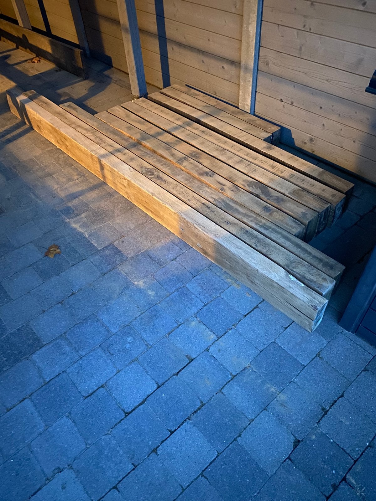 Eiken balken massief gedroogd, Tuin en Terras, Ophalen, Zo goed als nieuw, Balken