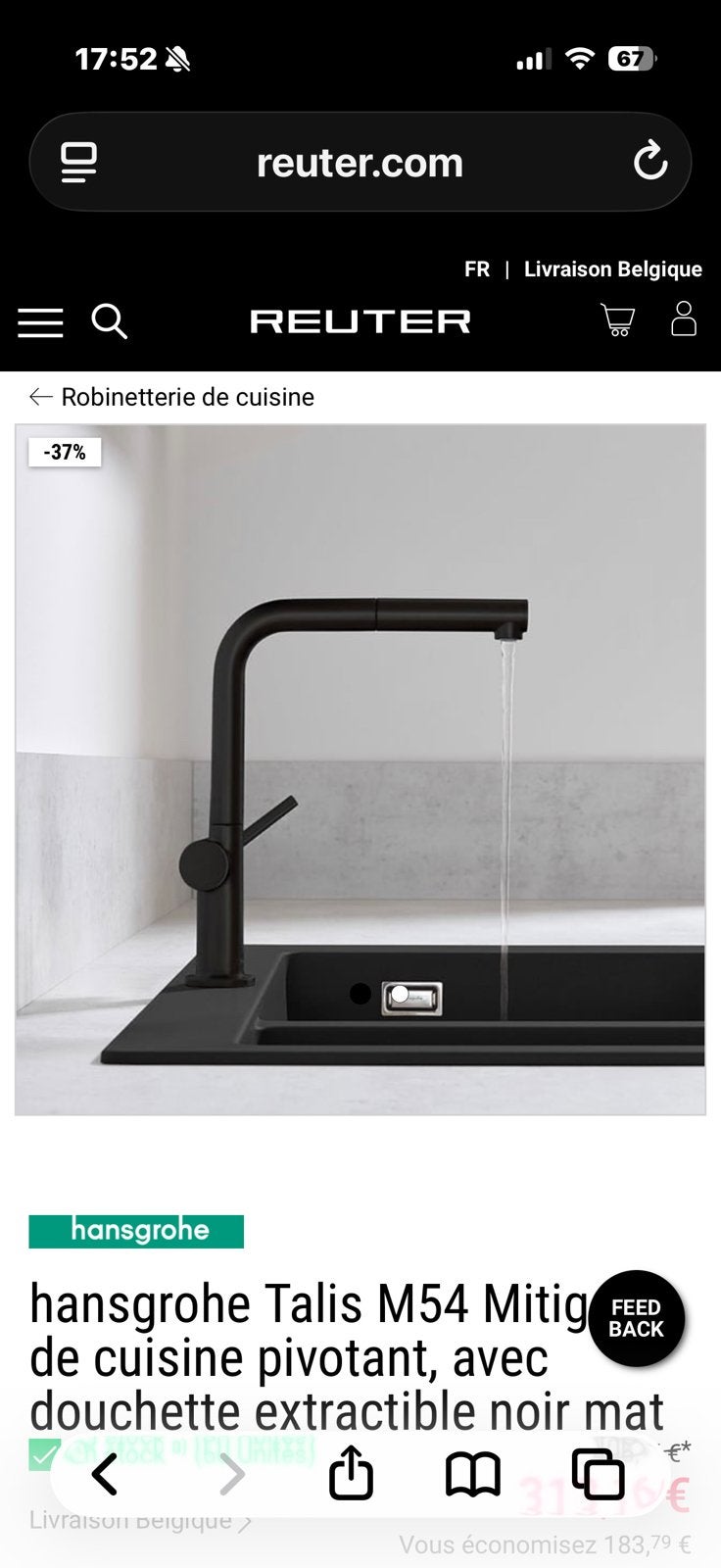 Robinet de cuisine Hansgrohe avec douchette – spécial boiler, Enlèvement, Utilisé