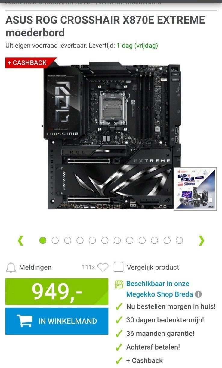 ASUS ROG X870E Extreme - Nieuw, Ophalen of Verzenden