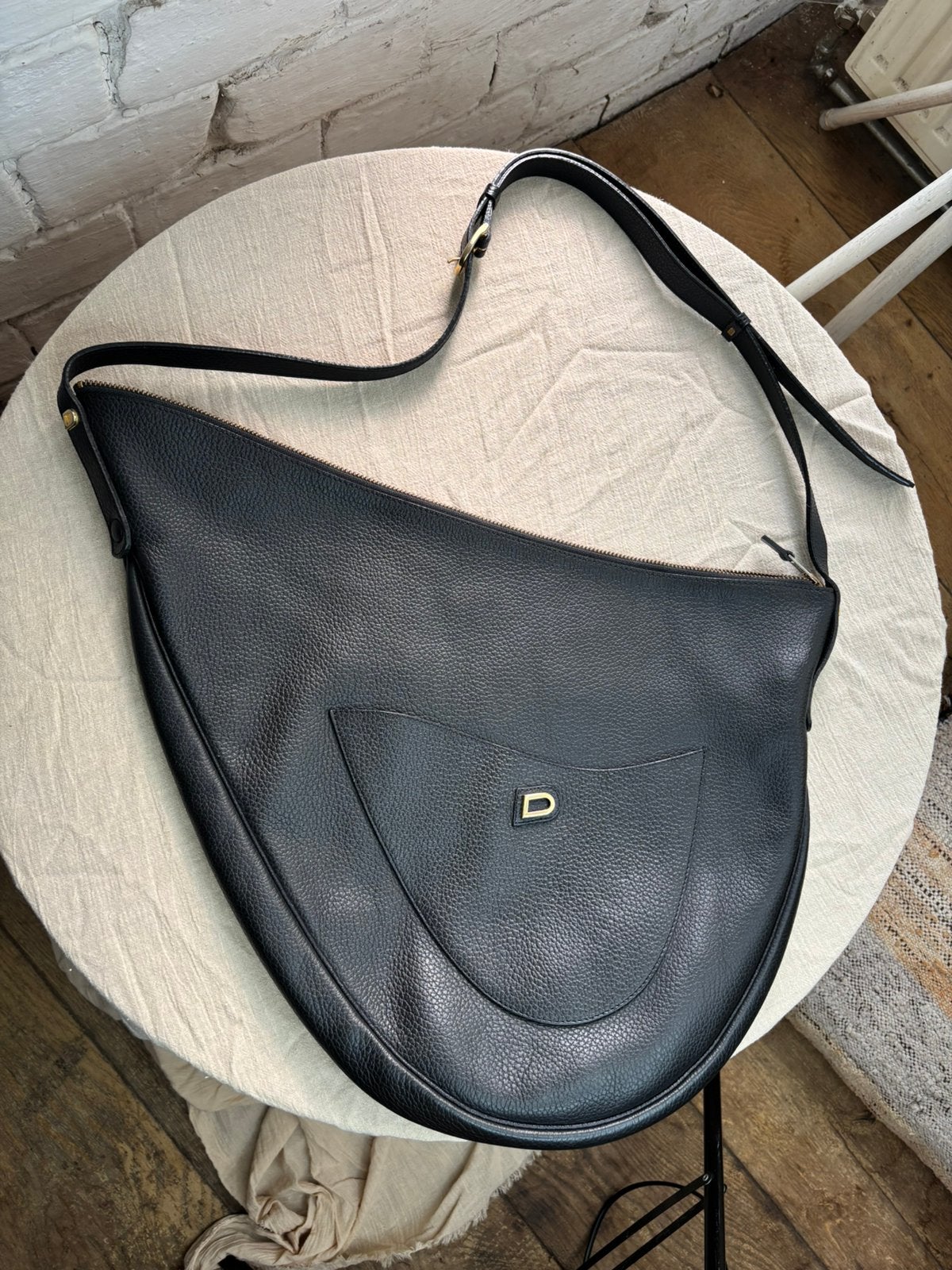 Delvaux Le Pin Schoudertas – Zwart Leder, Ophalen of Verzenden, Zo goed als nieuw, Zwart, Handtas