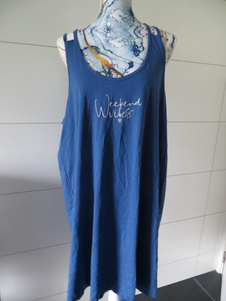Zomers nachtkleed dames - nachtkleding - 2XL - Bel & Bo, Bel & Bo, Ophalen of Verzenden, Blauw, Nachtkleding
