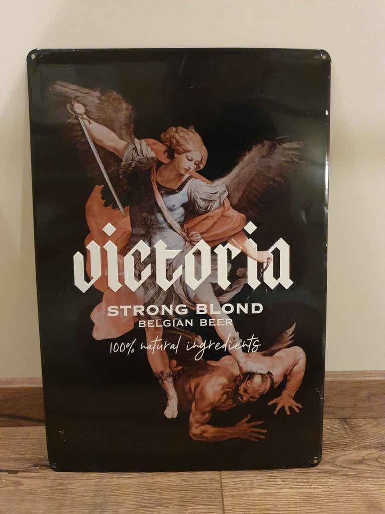 Metaal Reclamebord - Victoria -, Verzamelen, Ophalen of Verzenden, Gebruikt, Reclamebord, Plaat of Schild, Overige merken