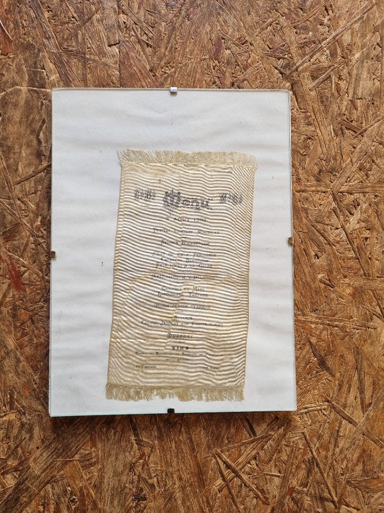 Antieke menukaart. Frankrijk 1902., Ophalen
