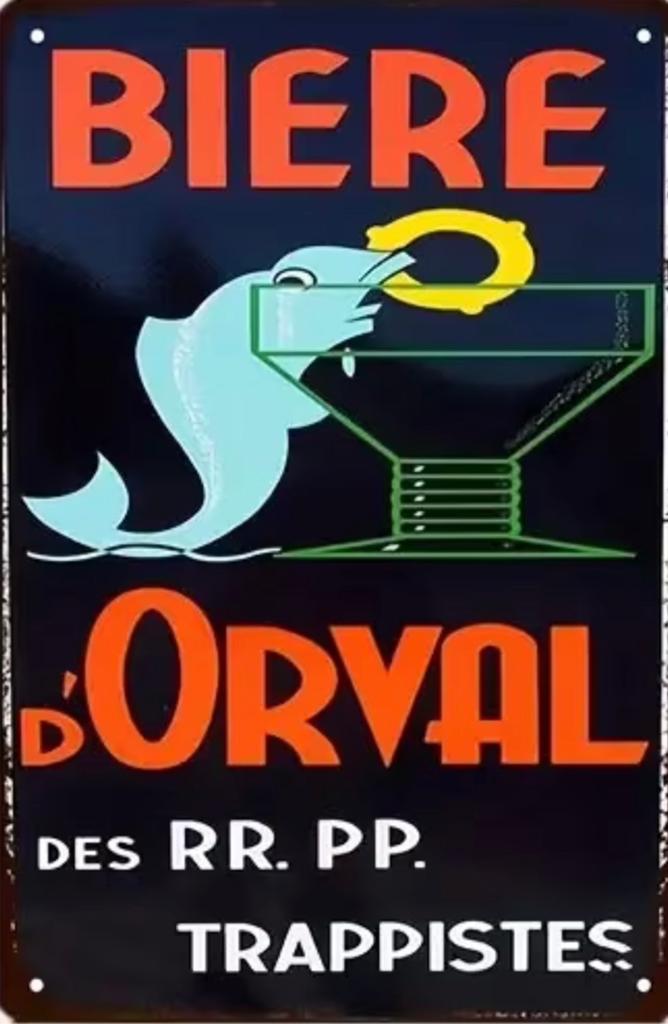 Metalen reclamebord Orval 8 - retro vintage mancave, Verzamelen, Biermerken, Ophalen of Verzenden, Nieuw, Reclamebord, Plaat of Schild