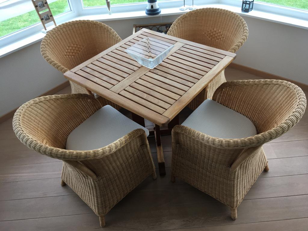4 rotanzetels, Tuin en Terras, Tuinsets en Loungesets, Ophalen, Gebruikt, Rotan