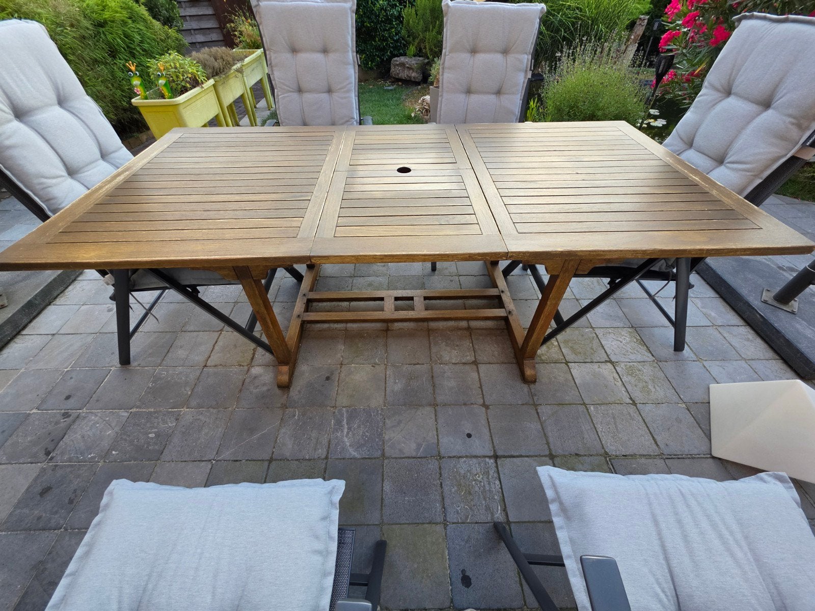 tuintafel teak, Jardin & Terrasse, Enlèvement, Utilisé, Rectangulaire, Bois de teck