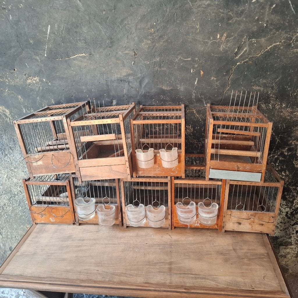 9 vieilles cages à pinsons et décorations de cages à oiseaux, Animaux & Accessoires, Enlèvement, Utilisé, Bois, Cage à oiseaux