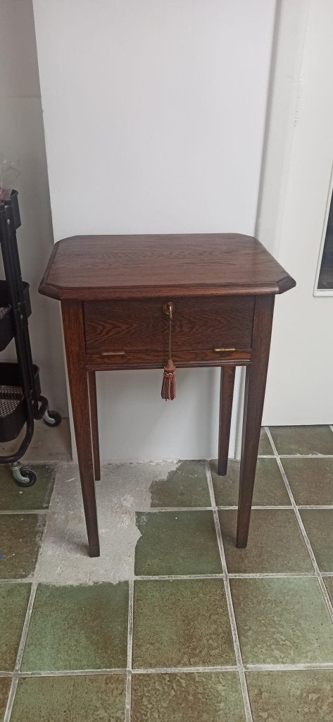 Table d'appoint / Table à ouvrage vintage en chêne massif, Enlèvement, Bois