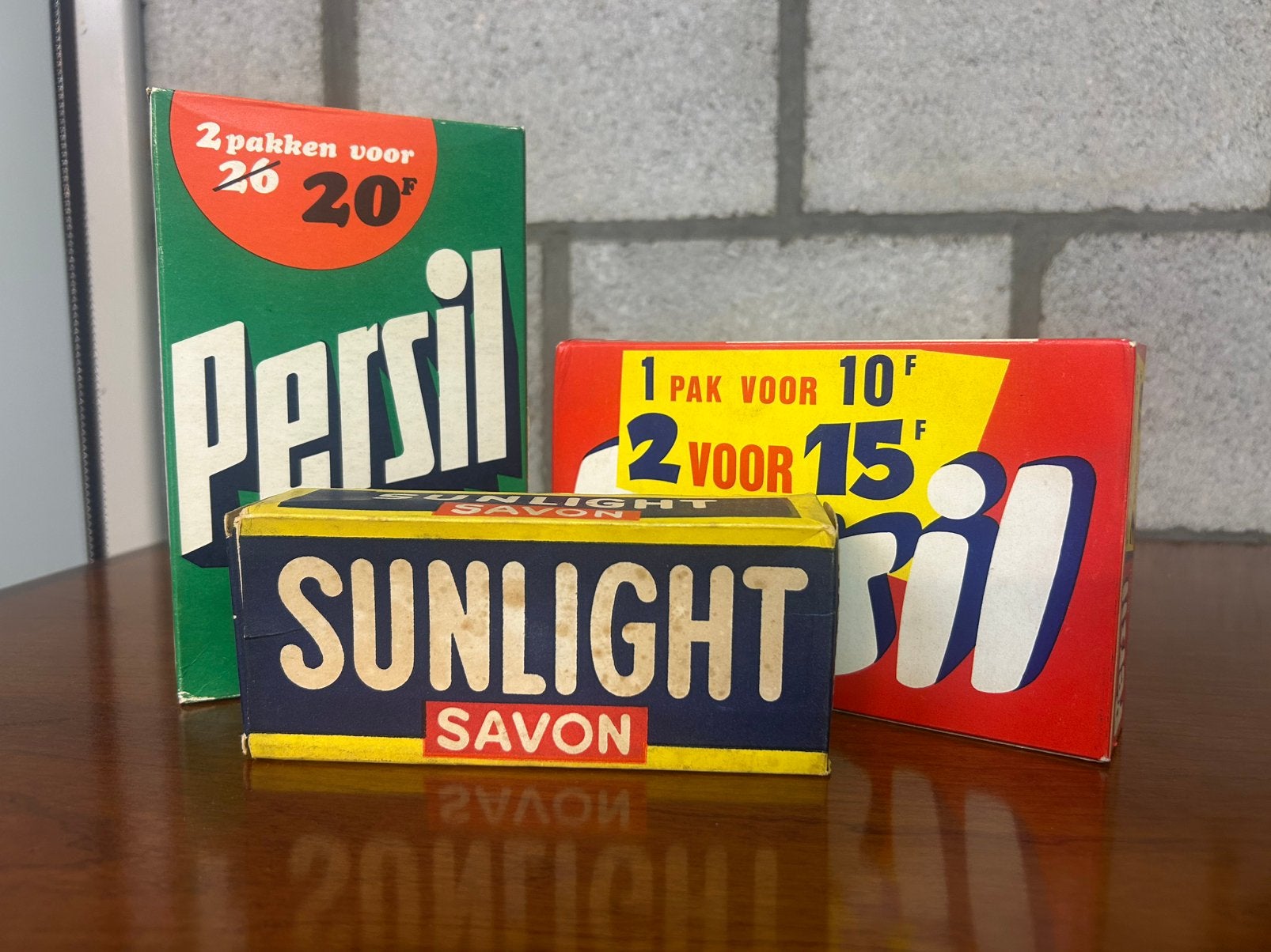 3 originele vintage wasmiddelverpakkingen  Persil Sunlight, Collections, Enlèvement ou Envoi, Comme neuf, Emballage