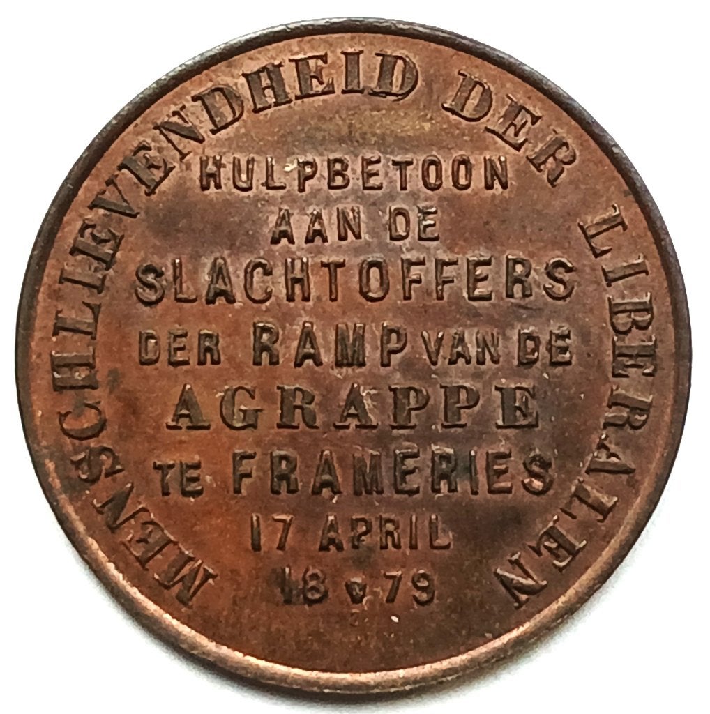 satirische medaille 1879 mijnramp agrappe (nederlands), Ophalen of Verzenden, Overige materialen