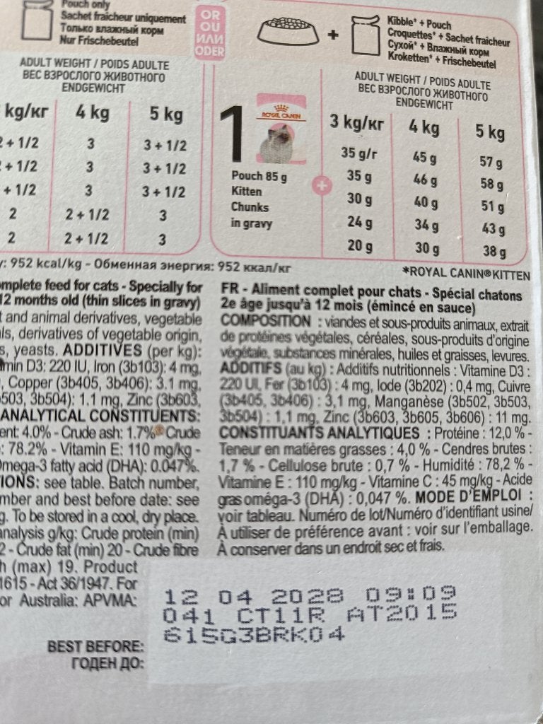 Royal Canin kitten, Enlèvement, Chat
