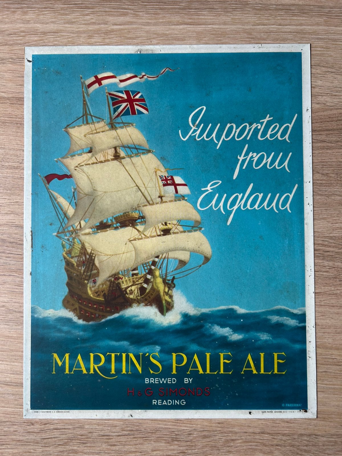 Martin’s Pale Ale 1971 j.schuybroek A hoboken-anvers, Ophalen of Verzenden, Zo goed als nieuw