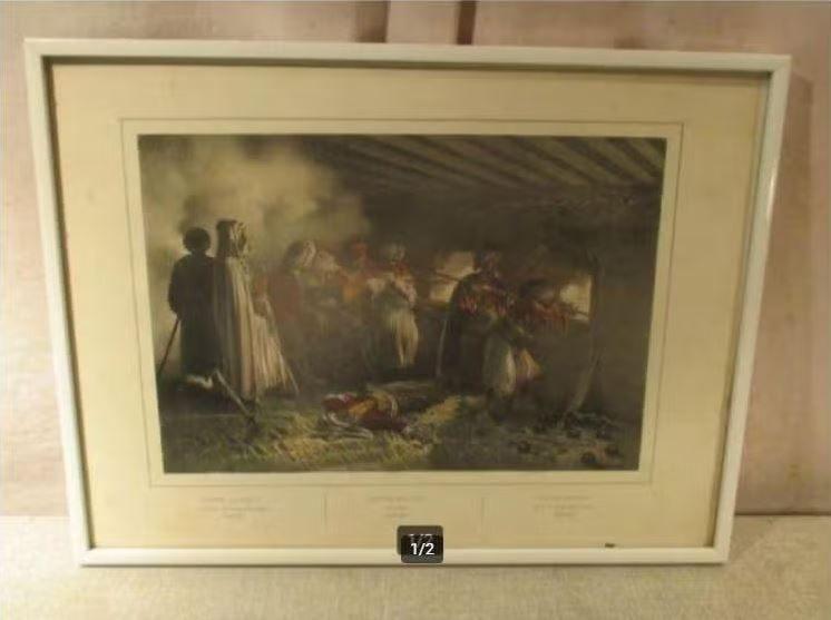 Belle gravure ancienne 'Batterie Couverte' - 41x31, Enlèvement ou Envoi, Militaire, Gravure
