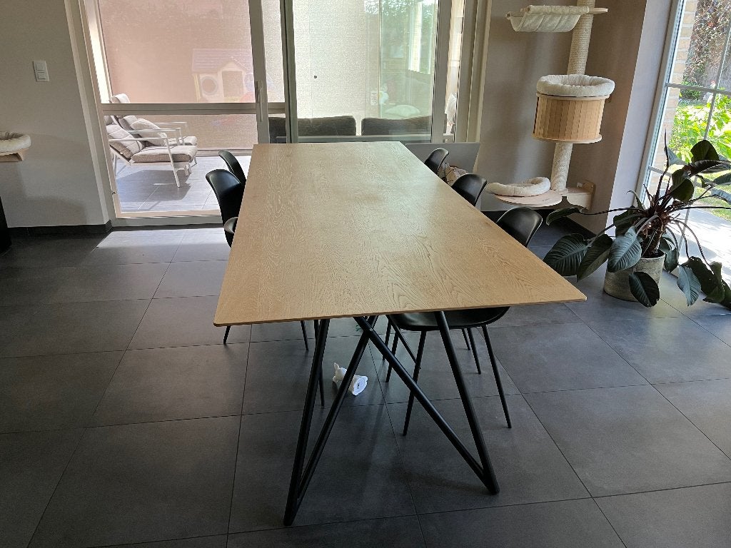 Eettafel eiken blad 260x100cm goeie staat, Ophalen, 100 tot 150 cm, Eikenhout, 200 cm of meer