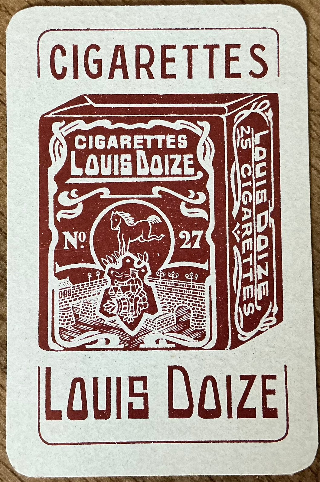 Carte à jouer ancienne LOUIS DOIZE CIGARETTES, Collections, Enlèvement ou Envoi, Comme neuf, Carte(s) à jouer