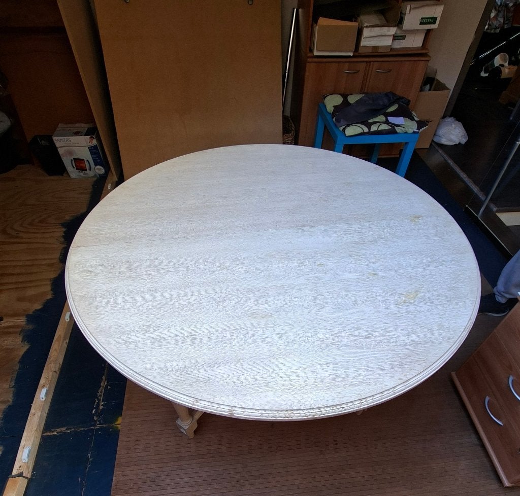 table chêne sérusée, Maison & Meubles, 150 à 200 cm, Cinq personnes ou plus, Rond, 100 à 150 cm