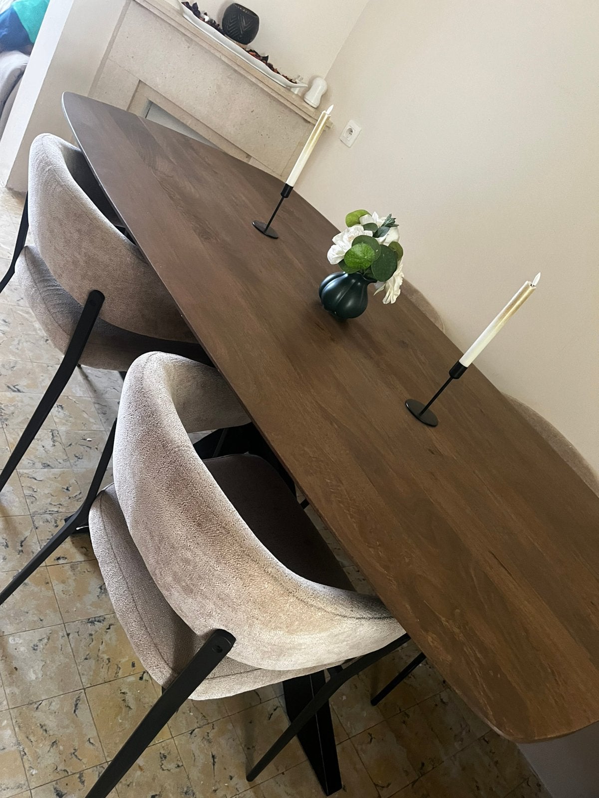 Table à manger, Enlèvement, Comme neuf, Ovale, Métal