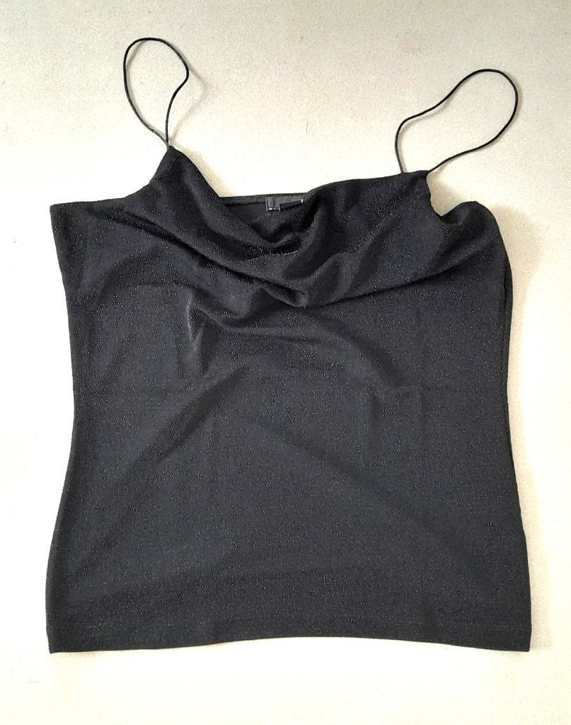 zwart glinstertopje  – maat: L – merk: H&M, Kleding | Dames, H&M, Zwart, Maat 42/44 (L), Ophalen of Verzenden