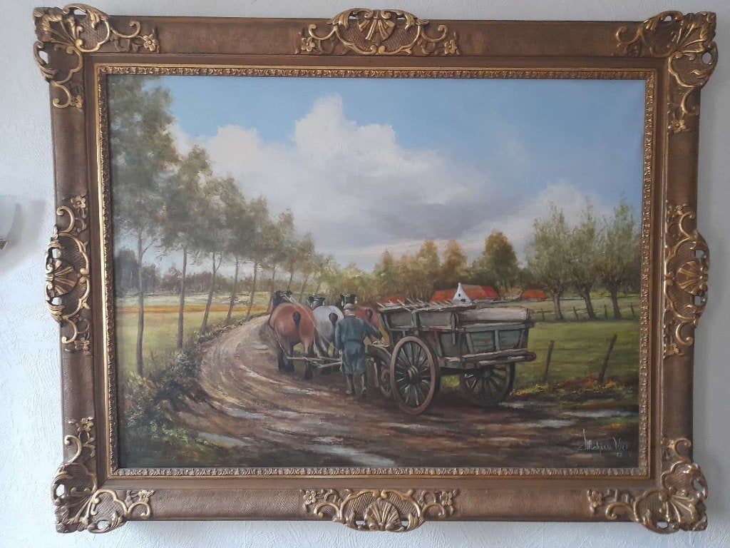 art, Peinture à l'huile, Enlèvement, Animaux, Encadré
