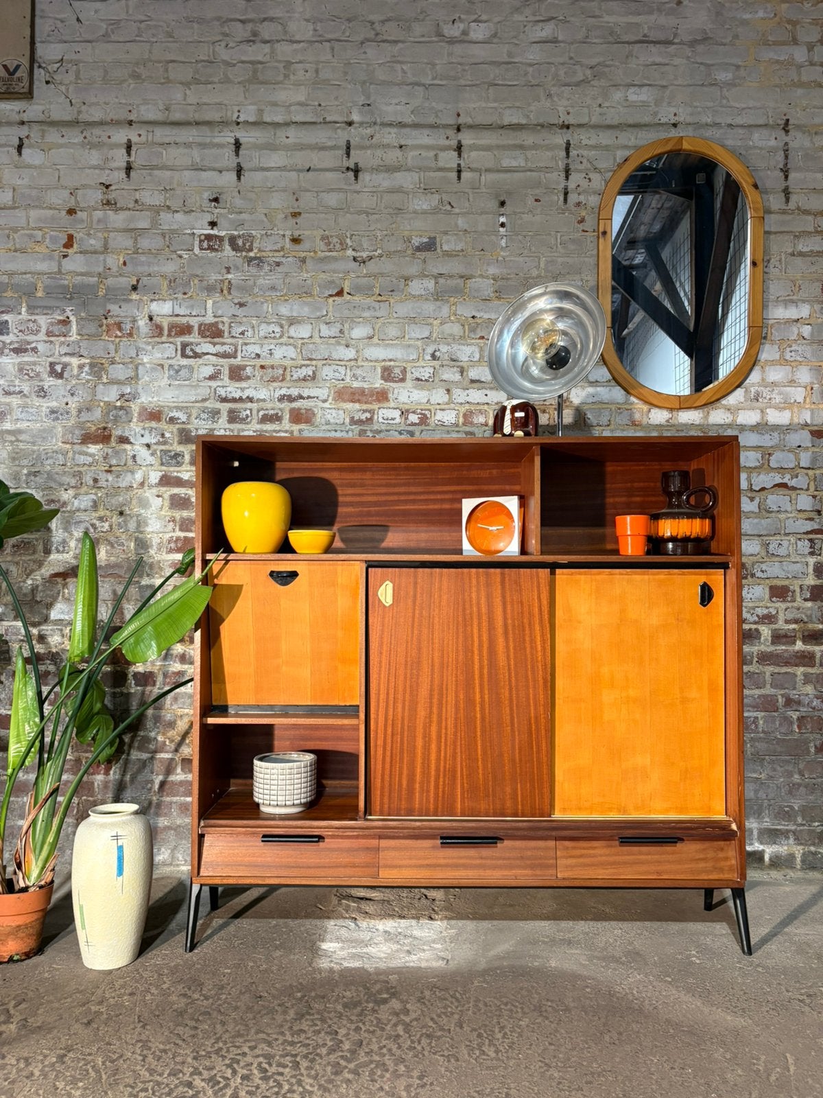 Highboard- meuble- scandinave vintage teck, Enlèvement, Comme neuf, Teck