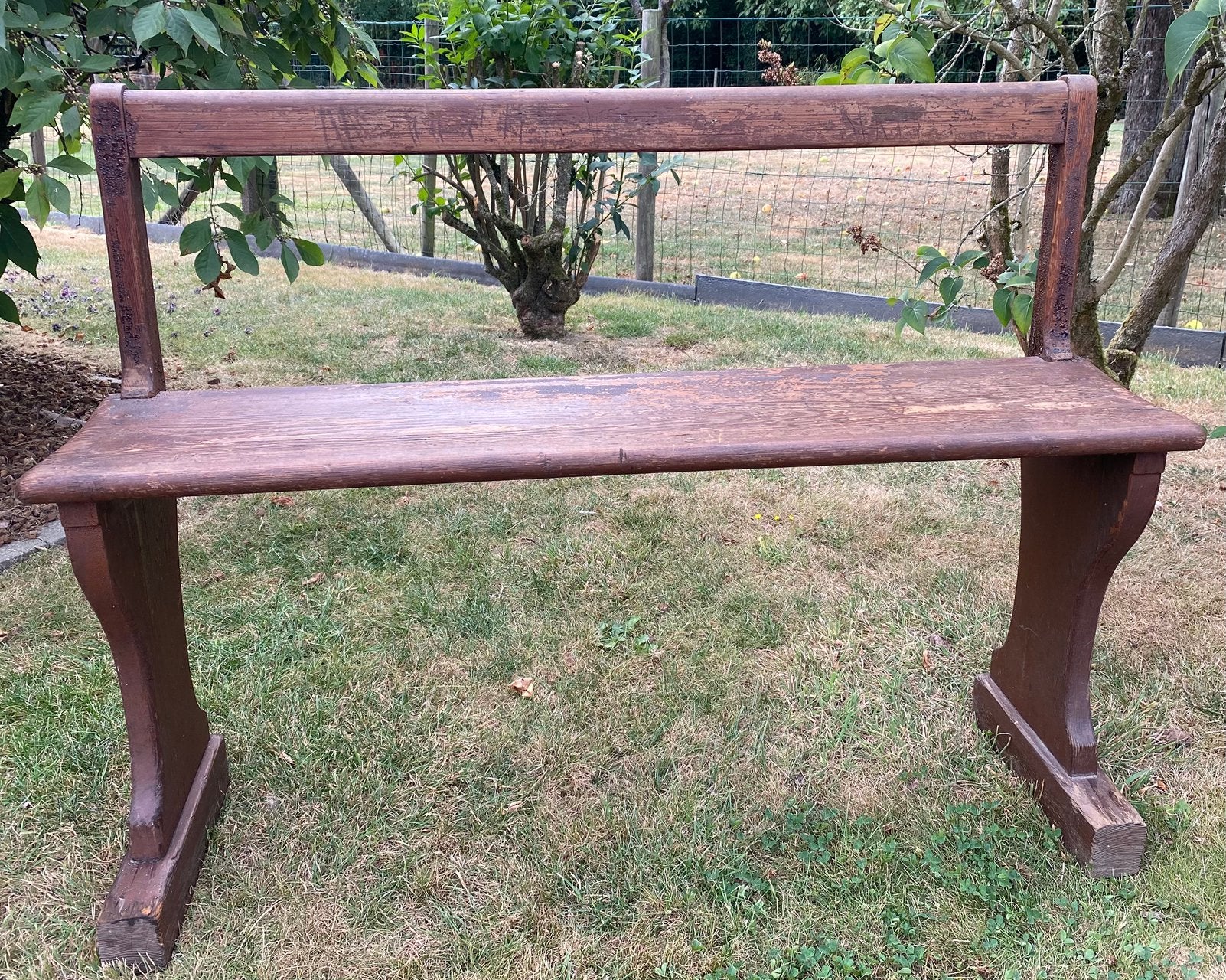 Ancien banc d'église en bois massif, Ophalen, Gebruikt, Hout