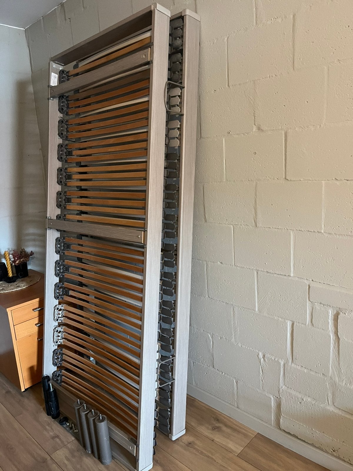 2 lattenbodems te koop met poten, 90 cm, Enlèvement, Utilisé, Sommier