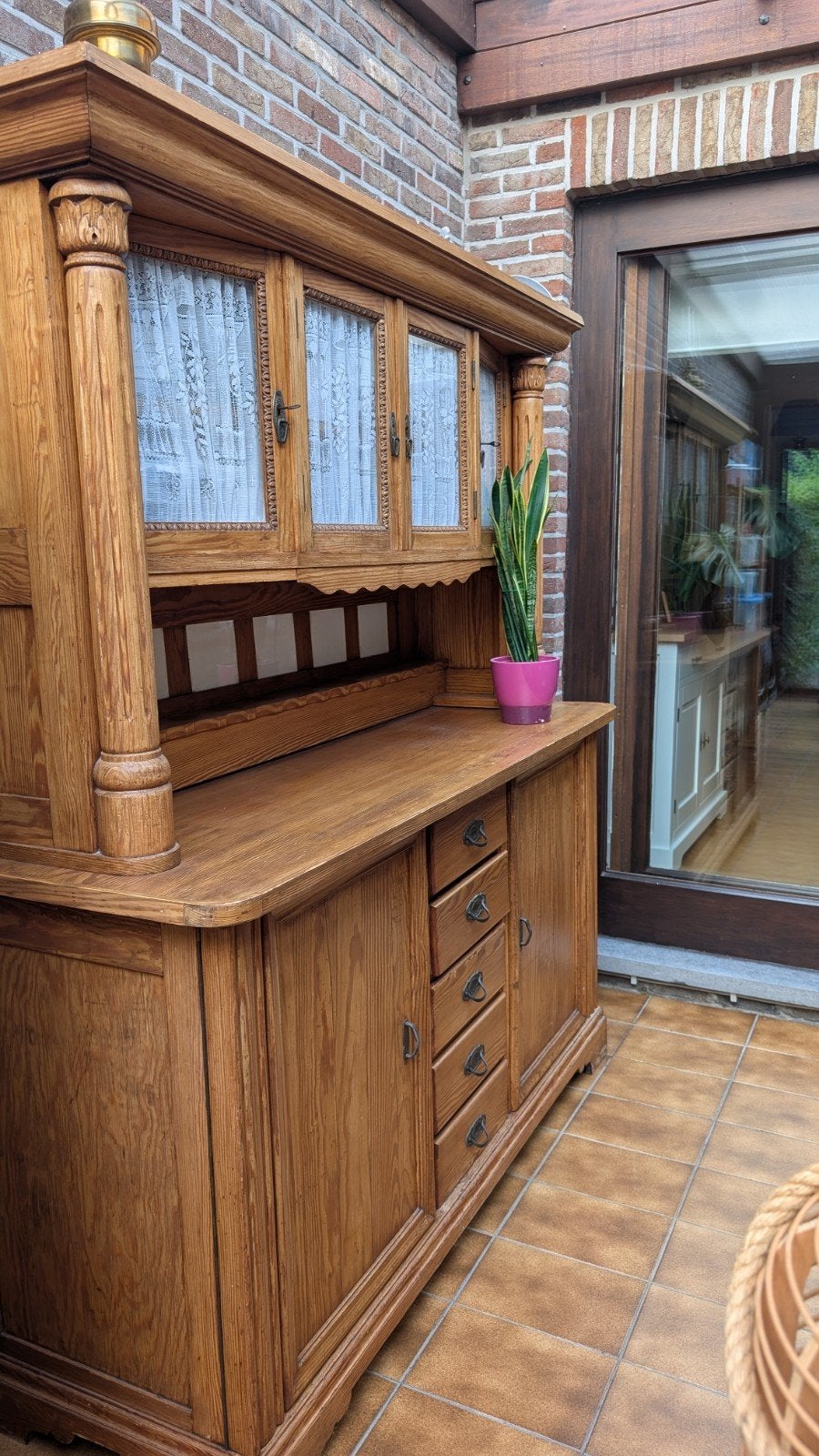 antieken kast pitch pine 170 cm, Antiek en Kunst, Ophalen