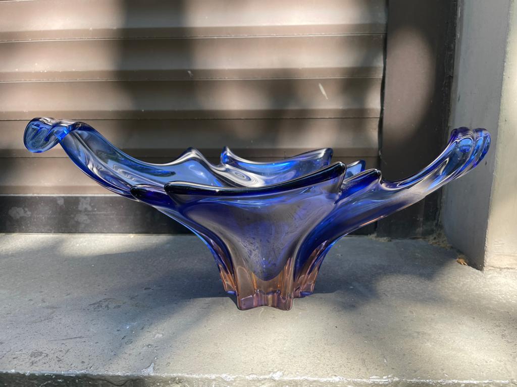 Blauwe Murano Schaal, Huis en Inrichting, Woonaccessoires | Schalen en Manden, Ophalen of Verzenden, Zo goed als nieuw, Schaal