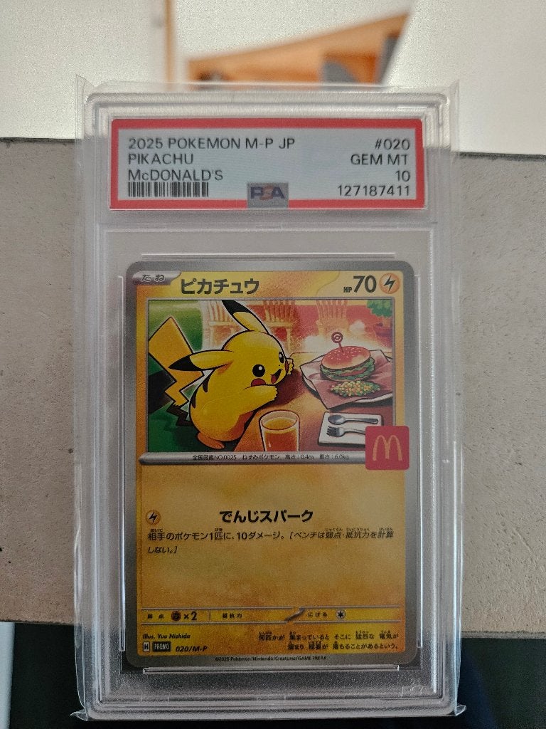 Pokémon Pikachu McDonald's 020/M-P PSA 10 GEM MINT (Japans), Ophalen, Nieuw, Losse kaart